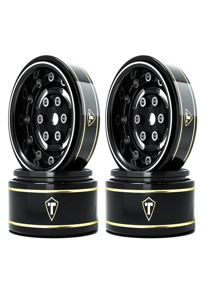 TREAL 1.0 Beadlock Wheels Deep Dish Rims (4P) for SCX24 AX24 FCX24 TRX4M 1/24 1/18 Crawler Car-Type F(Black) - Image 1